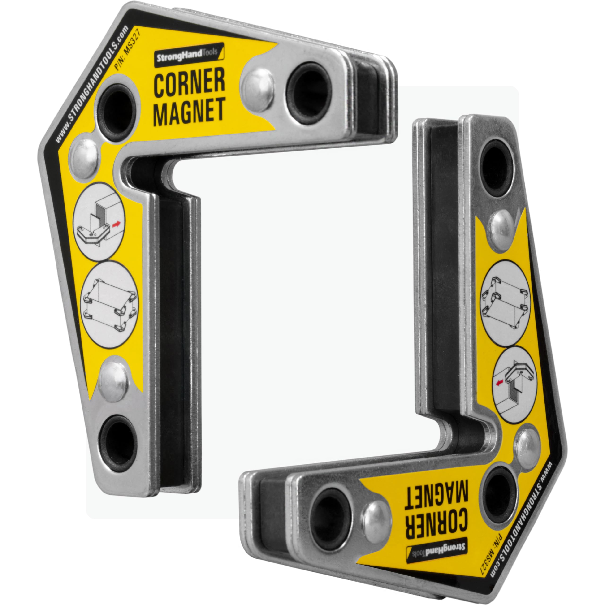 Strong Hand Tools MST327 Corner Magnets Twin Pack, 3.25-Inch x 3.75-Inch