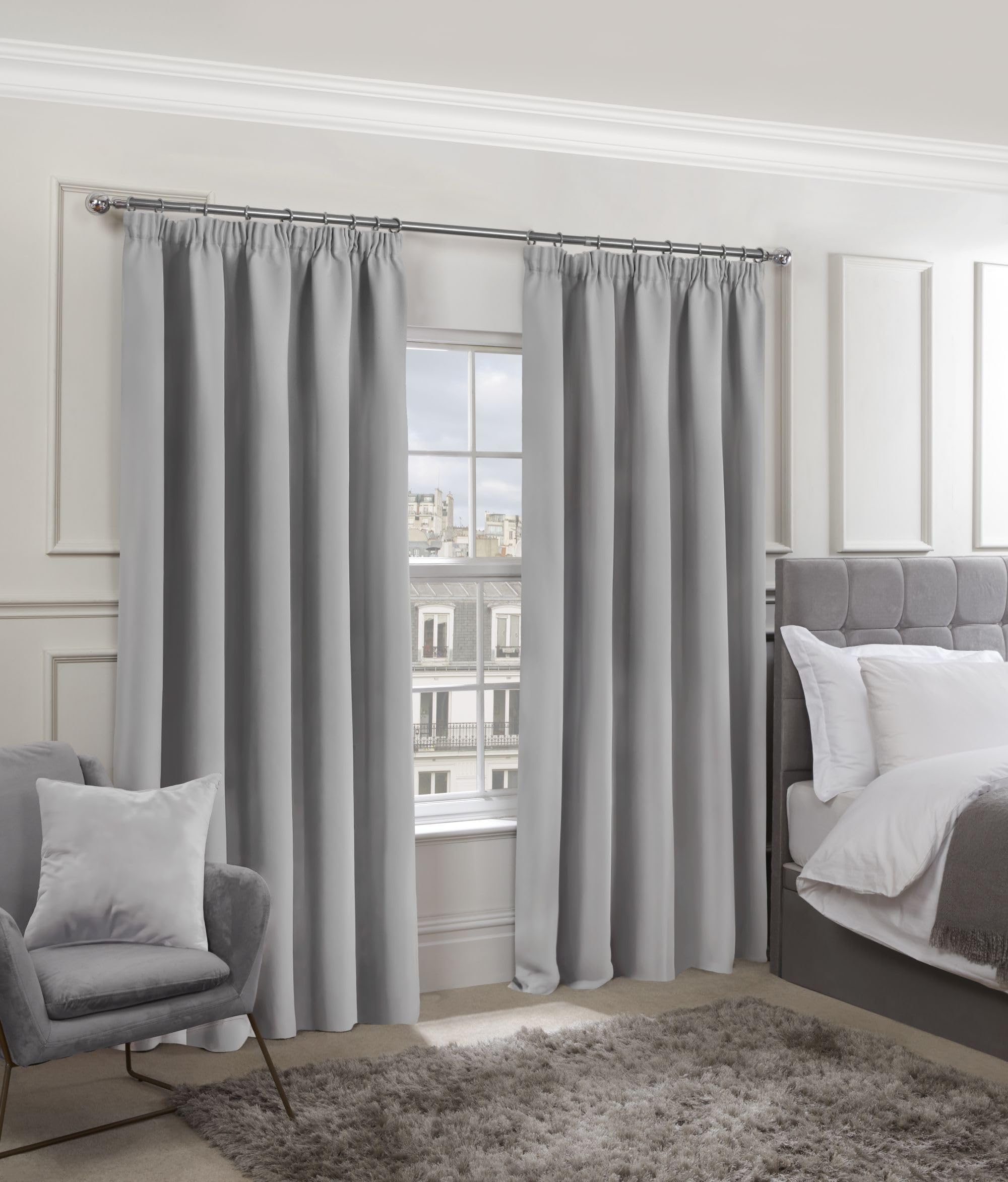 Emma Barclay โ Blackout Curtains for Bedroom Living Room Thermal Insulated Woven Pencil Pleat Blackout Curtains Cali Collection (66โ x 90โ Inch)(Gray)