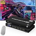 Video Wall Controller 2X2 4K TV Wall Controller HDMI Video Wall Processor - 4 Channel Splicing Display Controller with Remote Control for 4 TV Screens into 1 Wall Display