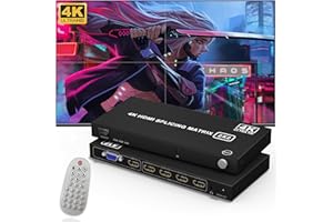 ARLEEDYN Video Wall Controller 2X2 4K TV Wall Controller HDMI Video Wall Processor - 4 Channel Splicing Display Controller with Remote Control for 4 TV Screens into 1 Wall Display