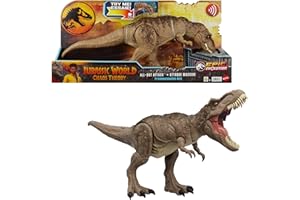 Mattel Jurassic World T. rex Dinosaur Toy with Sound & Movement, All-Out Attack Tyrannosaurus Rex Action Figure with Rampage Attack, Plus Digital Play