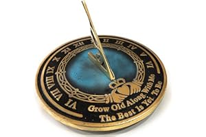 REDSKY TRADER Brass Sundial Grow Old with Me 10 inches Gift Idea for Parents, Grandparents, Friends, Couples, Sundial Gift, Garden Or Home Decor