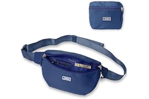The Foldie Foldable Crossbody Bags for Women & Men - Anti-Theft RFID-Safe Fanny Pack with Smart Lockable Zippers and Cut-Resistant Strap - Lightweight Waist Pack for Travel & Everyday Use - Blue