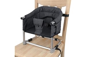 TOOGEL Booster Seat for Dining Table: Portable Toddler Booster Chair with Safety Buckle and Height Adjustable, Foldable Baby Feeding Chair, Kids High Chair Booster Seat for Kitchen Home Travel - Black