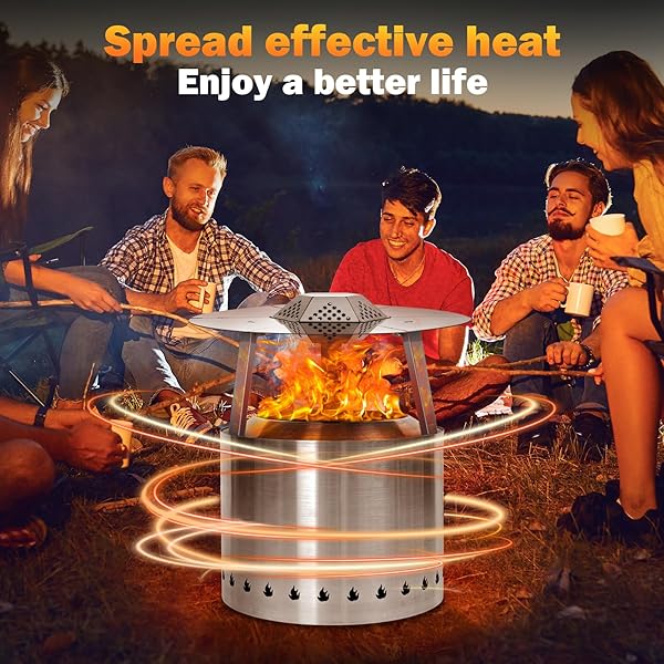 AGEDNE FIRE PIT HEAT DEFLECTOR FOR SOLO STOVE BONFIRE 19.5″, 304 STAINLESS STEEL PORTABLE HEAT DIFFUSER WITH HANDLE&LEG ACCESSORY FOR BONFIRE CAPTURES REDIRECTS WARMTH FOR SOLO STOVE ACCESSORIES.