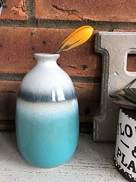 Homes On Trend Vintage Style Duck Egg Blue Ceramic Bottle Small
