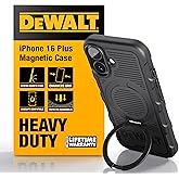 DEWALT 360° Rotatable Magnetic Ring for iPhone 16 Case Series, Heavy Duty Drop Protection, Stand & Ring Holder, Shockproof Nanobubbles for iPhone 16 Series Ostand, Black (iPhone 16 Plus)