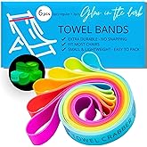 Towel Bands (6-Pack), Beach Pool & Cruise Chairs, Extra Durable, No Snapping, Cruise Ship & Beach Essentials, Great Alternative to Beach Towel Clips (3 Regular + 3 Glow in The Dark