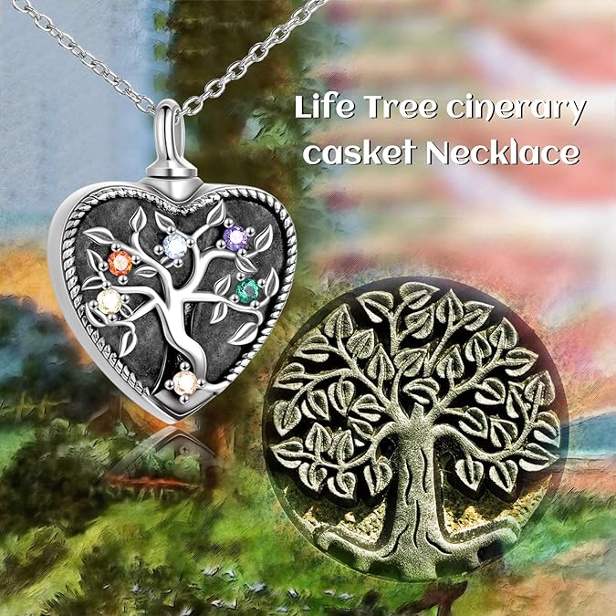 Popkimi Sterling Silver Urn Pendant Necklace Cremation Jewelry For Ashe Gifts Sunflower Tree Of Life Jewelry Women Rayvoltbike Com