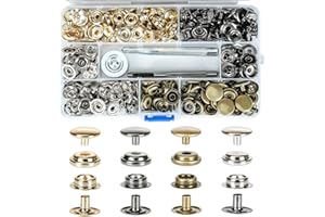 68 Sets 15mm 5/8" Mixed Heavy Duty Snap Fasteners Kit, Metal Snaps for Leather Crafts Sewing Repair Clothing Button Kit with 