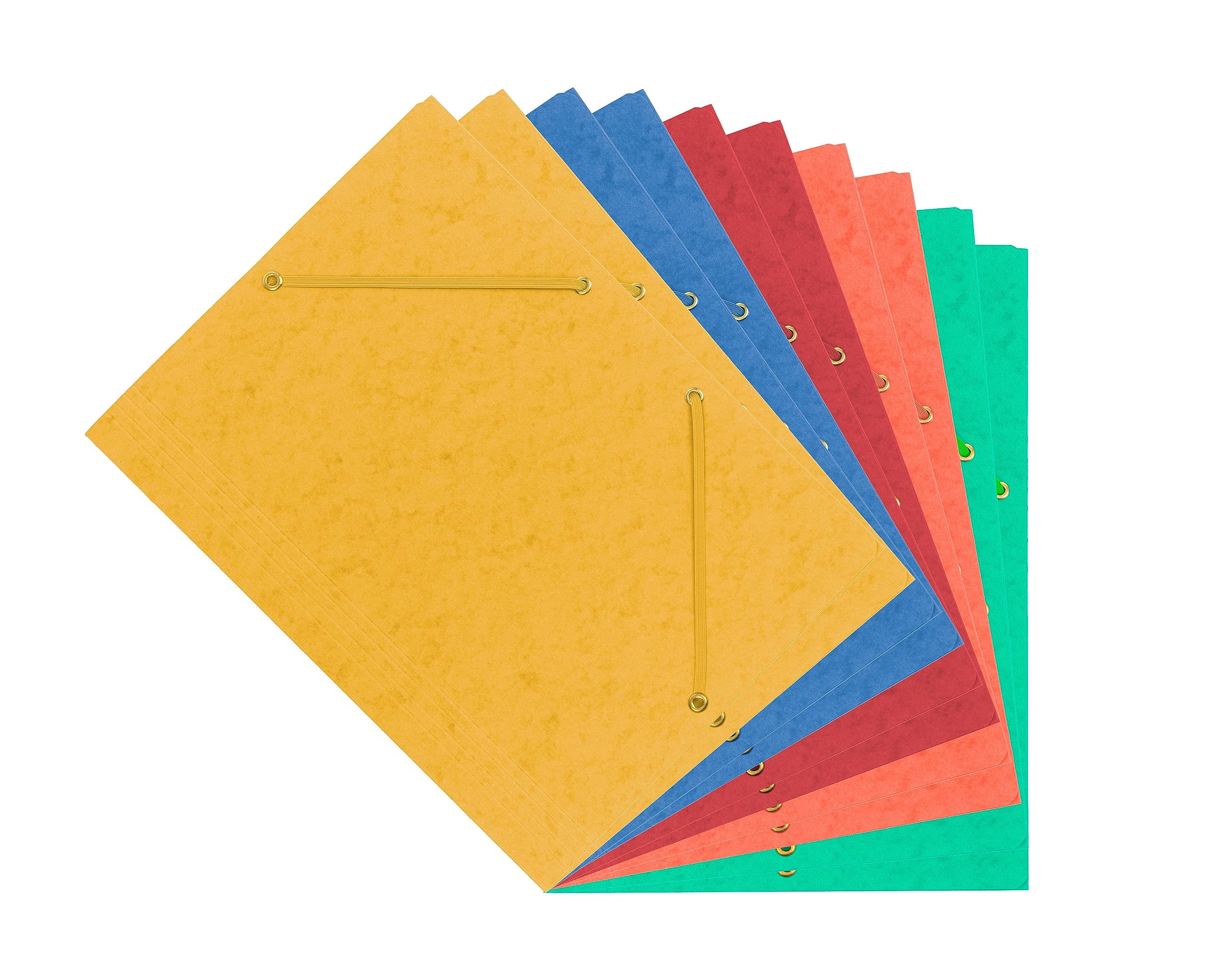 Interdruk - Elasticated File Folder A4 - Colorspan 3-Flap Folder - Pressboard - Assorted Colours (10-Pack)