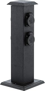 EGLO Outdoor Zubehör Steckdosensäule, Gartensteckdose, 4 Steckdosen, Material: Stahl und Kunststoff, Farbe: Schwarz, IP44
