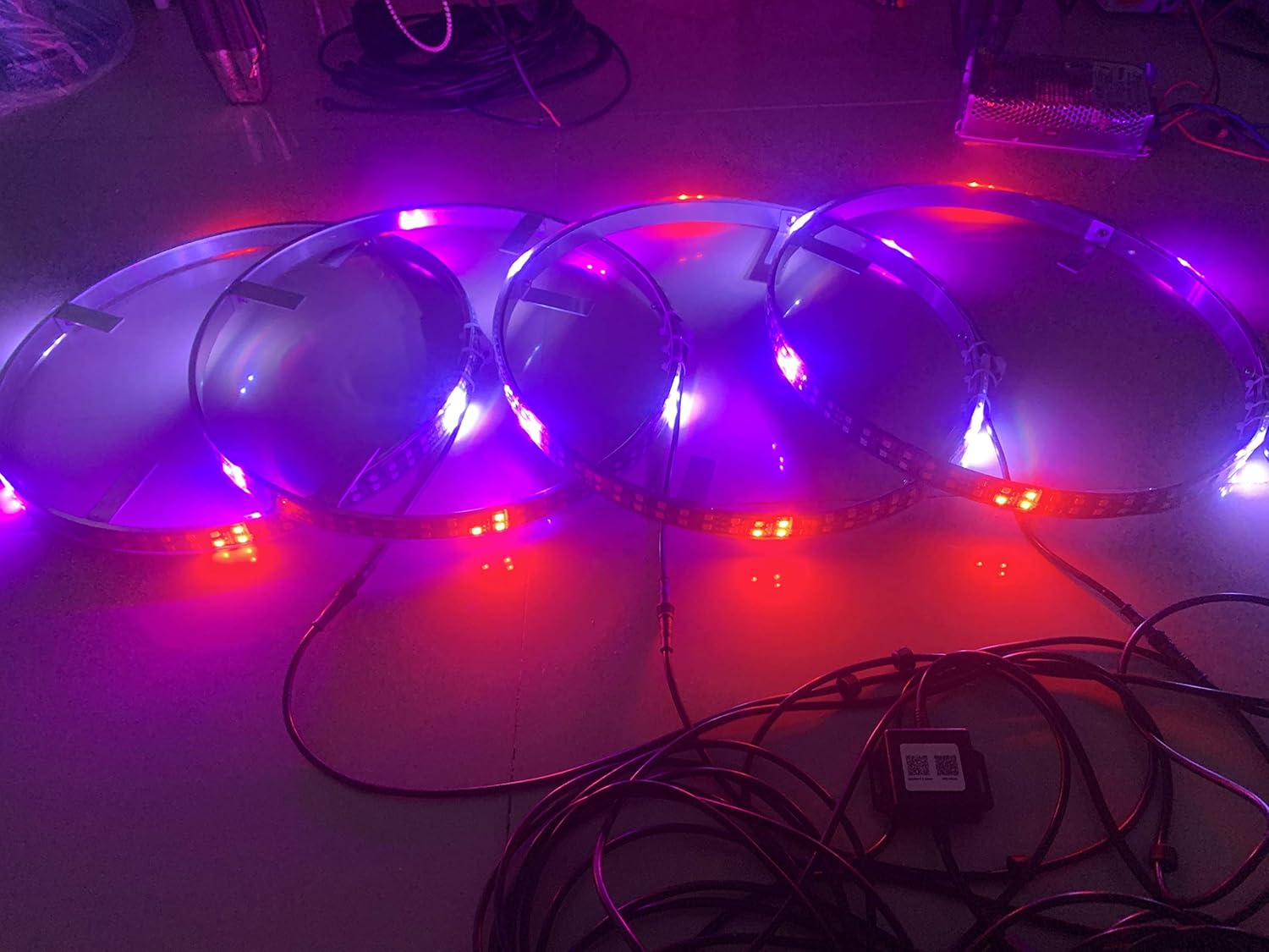 Sando Tech Dream Chasing Color Flow 15.5‘’ IP68 Waterproof Double Row Dual Raw 300Leds Brightest Strobe Led Wheel Ring Lights Rim Lights Car Tire Lights Blue-Tooth APP Control Multi-Colors - 4 Lights: Automotive