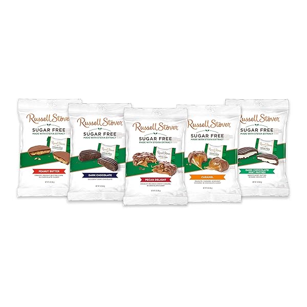 RUSSELL STOVER SUGAR FREE DARK CHOCOLATE MINT PATTIES WITH STEVIA, 3 OUNCE BAG