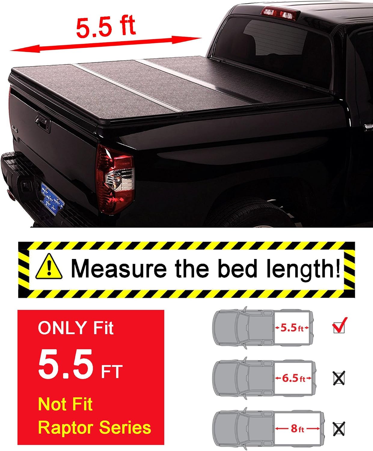Amazon Com For 2004 2018 F150 5 5ft 66in Bed Hard Solid Tonneau Cover Not Fit Raptor Series Automotive