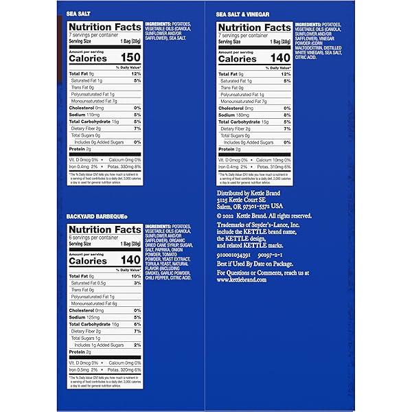 KETTLE BRAND POTATO CHIPS VARIETY PACK, 1 OZ, 20 CT