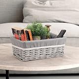 Woodluv Willow Wicker Storage Basket Medium Grey with Removable Liner view 2