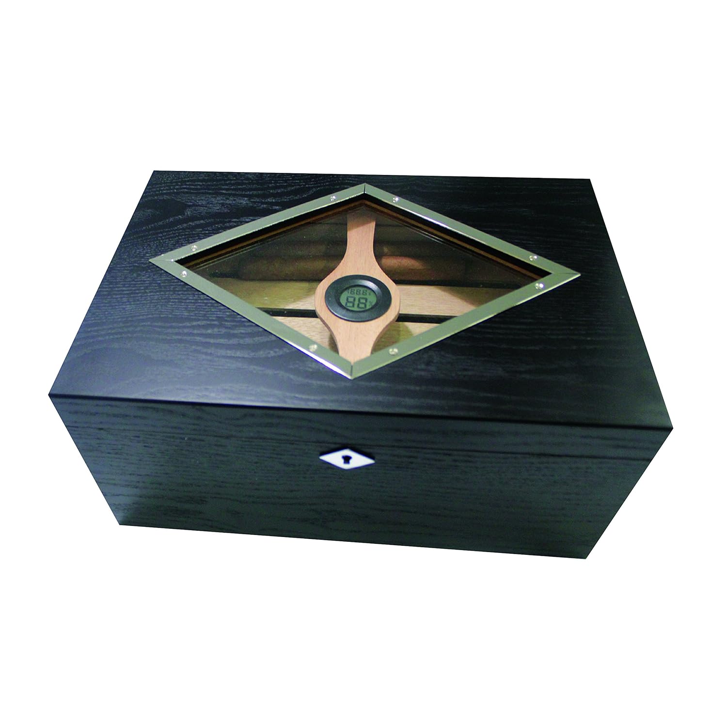 Beautiful Dublin Desktop Glasstop Cigar Humidor Holds Up To 100