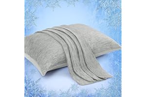 Elegear Cooling Pillow Cases for Hot Sleepers, Japanese Q-Max 0.45 Cooling Pillowcases, Both Sides(Cooling/Cotton), Breathable Soft Pillowcase for Hair and Skin, Set of 2-Gray (Queen (20'' x 30''))