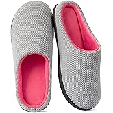 RockDove Womens Birdseye Knit Memory Foam Slippers Two Tone Slip On Open Back Breathable Waffle Upper Non Slip Rubber Sole Gift Idea