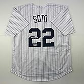 Facsimile Autographed Juan Soto New York Pinstripe Reprint Laser Auto Baseball Jersey Size Men's XL