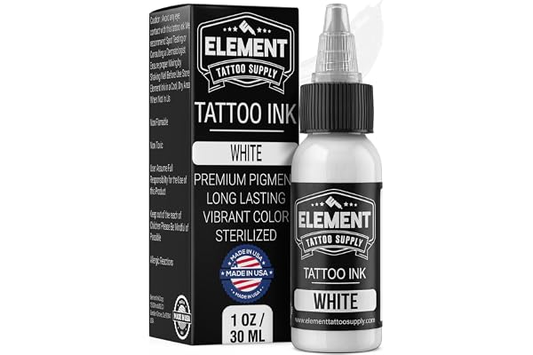 Element Tattoo Supply Tattoo Ink 1oz Bottle | Clean Opaque White | High Pigment Load | Vegan | Organic | Made in USA (White)