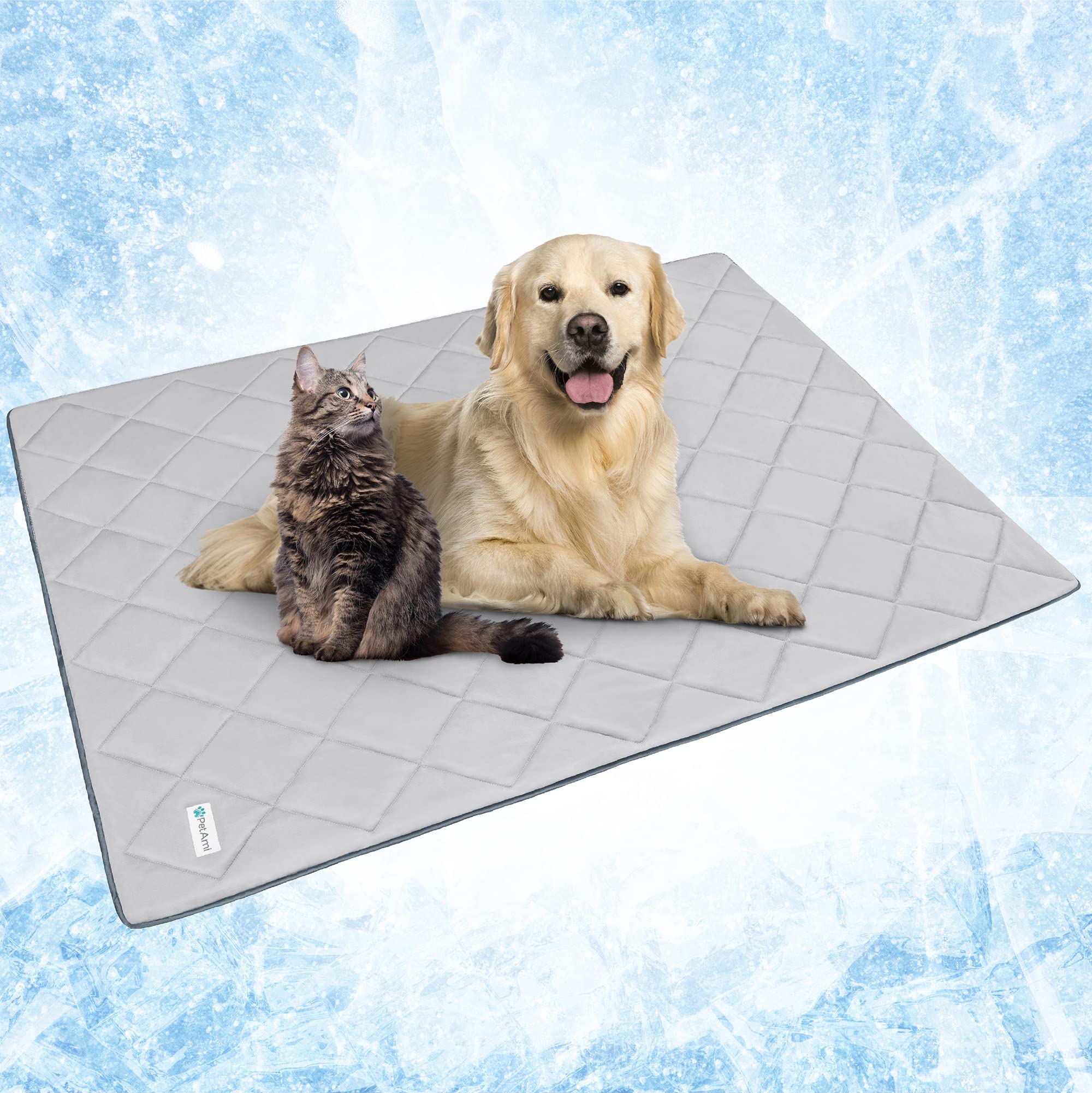Photo 1 of PetAmi Premium Cooling Dog Blanket | Lightweight Fluffy Pet Throw Blanket Bed Cover for Dogs, Cat, Puppies | Pet Blanket Furniture Protector Couch Sofa | Reversible Fuzzy Cozy | 90x90, Light Grey