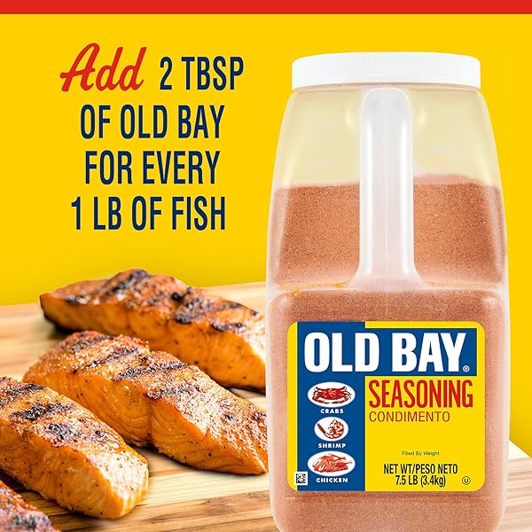 OLD BAY SEASONING, 7.5 LB – ONE 7.5 POUND CONTAINER OF OLD BAY ALL-PURPOSE SEAFOOD SEASONING, PERFECT FOR CRABS, SHRIMP, CHICKEN, CHOWDER, PIZZA, FRIES AND MORE