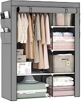 OPPAIYA Canvas Wardrobe, Portable Pop Up Wardrobe with Shelves, 105x45x165cm