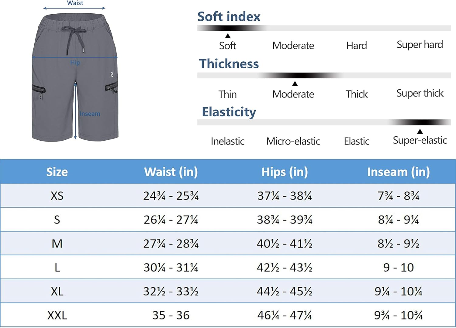 Little Donkey Andy Women’s Ultra-Stretch Quick Dry Lightweight Bermuda Shorts Drawstring Zipper Pocket Hiking Travel Workout : Clothing