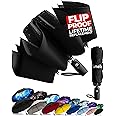 TUMELLA Flip-proof Inverted Travel Umbrella, Small Strong but Light Portable and Automatic Reverse Folding Rain Umbrella, Durable Premium Grip, Fits Car & Backpack