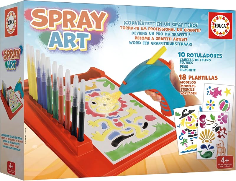 - Spray Art Creéez des dessins s avec un aérographe automatique. Pratique, facile et propre. Jouet artistique pour garçons et filles à partir de 4 ans (20132)