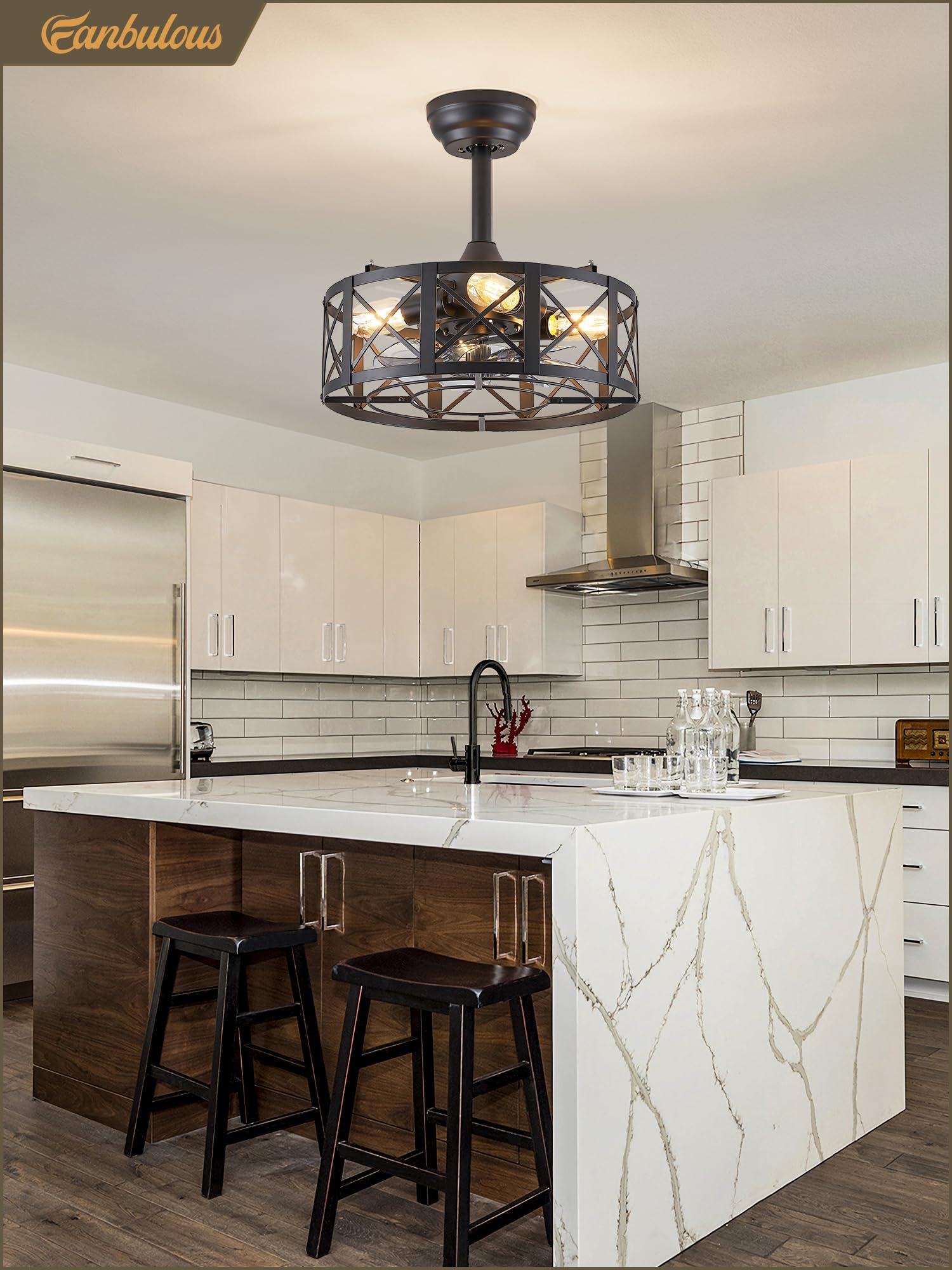 Fanbulous 16in Caged Ceiling Fans with Lights and