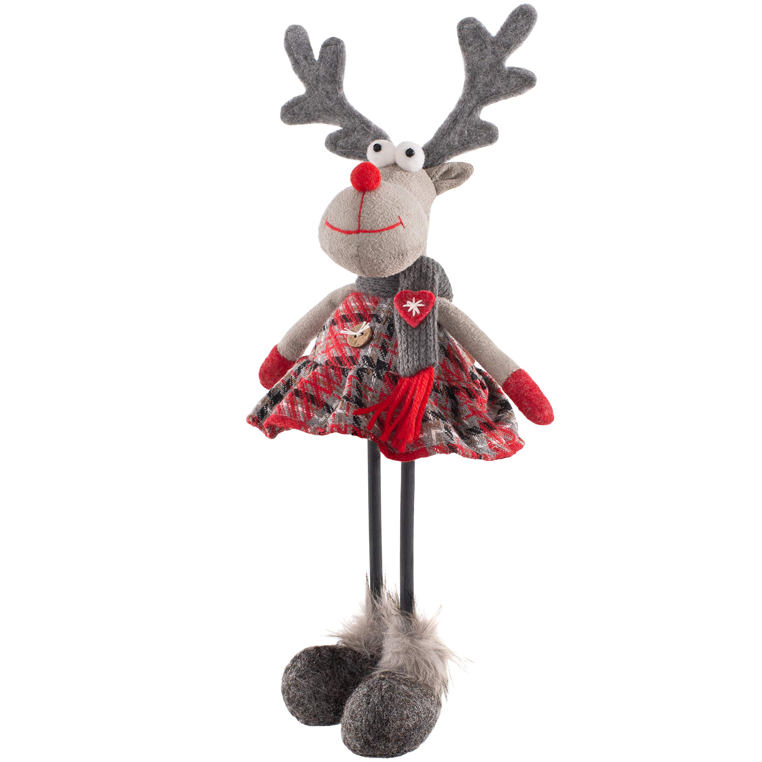 WeRChristmas Standing Girl Reindeer Figurine with Soft Legs, Multi-Colour, 30cm