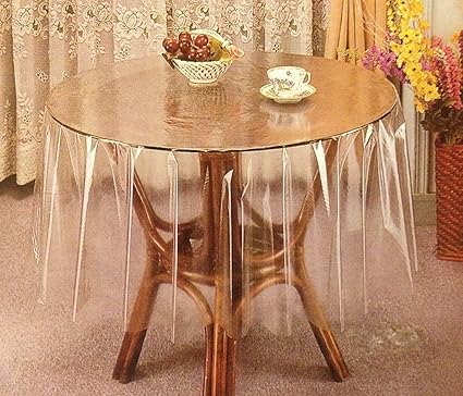 Griiham 6 Seater Round Transparent Table Cover 72 inches Diameter