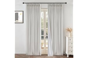 MYSKY HOME Linen Blackout Curtains 90 inches 2 Panels Set Pinch Pleated 100% Room Darkening for Living Room Bedroom Thermal Insulated Light Block Window Drapes Width 40", 2 PCs