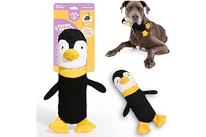 Yomp Penguin Dog Toy – Durable Stuffed, No Squeaker Dog Toys with Natural Canvas and Crinkle Paper – Interactive Stuffed Animal for Dogs (Waddles)