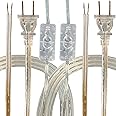 Royal Designs, Inc. Lamp Cord Molded Plug with On/Off Switch, Stripped Ends Ready for Wiring, SPT-1 UL Stamped, 8 ft, Silver - 2 Pack