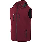 CREATMO US Men's Casual Lightweight Warm Thin Outerwear Vest Windbreaker Sleeveless Jacket With Removable Hood