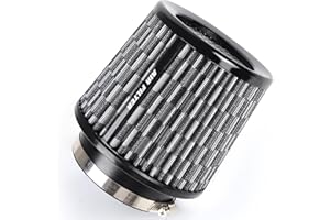 TIEVISHO 4 Inches Cold Air Intake Filter 3" or 3.5" or 4" High Performance Washable Clamp-On Replacement Cone Air Filter 3 in 1 Size Carbon Fiber Pattern