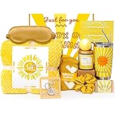 Birthday Gift Baskets for Women, 11 Pieces Unique Get Well Soon Gifts, Self Care Package, Inspirational Gift Set, Spa Gifts Box, Sending Sunshine Theme Presents for Her Mother Wife Sister Best Friend