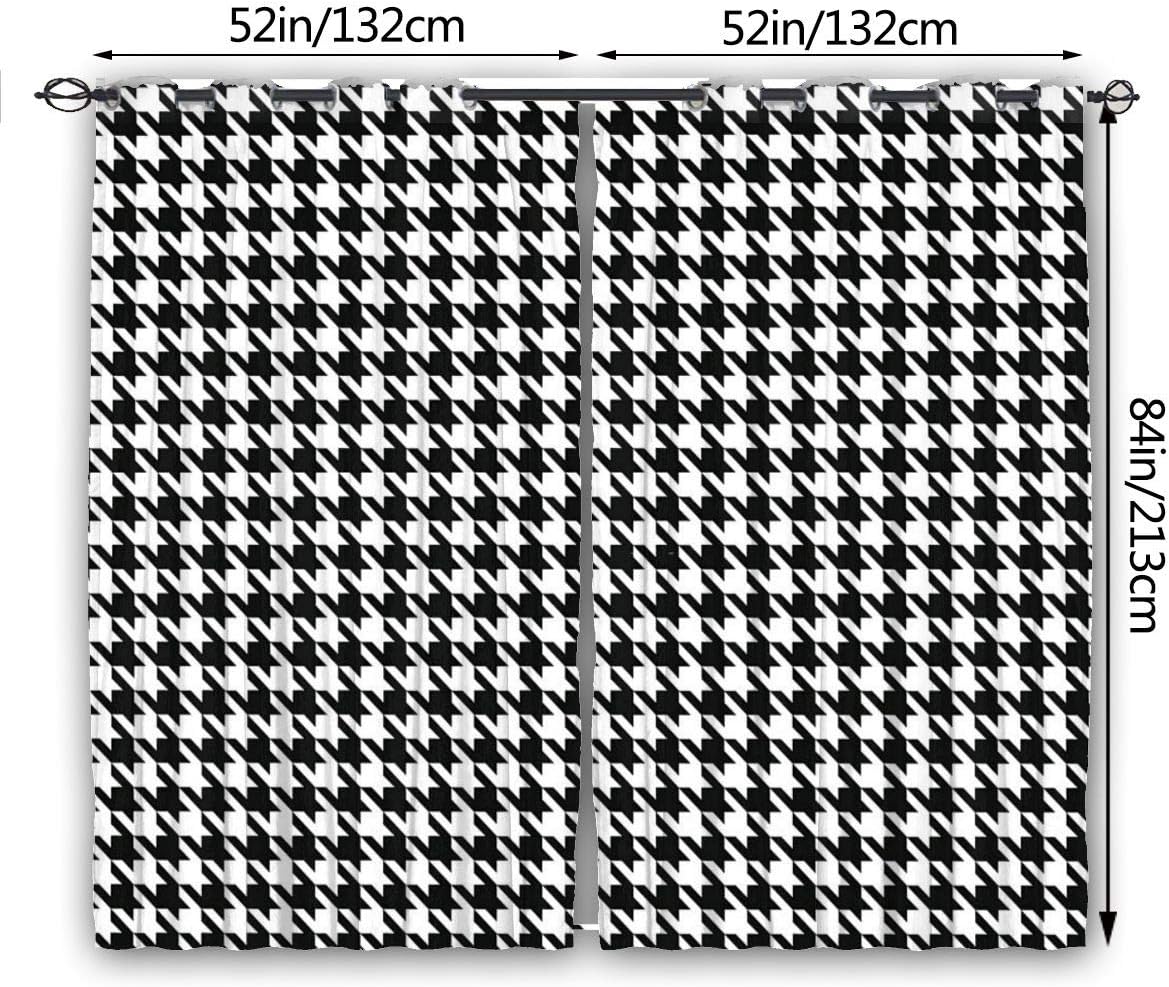 Amazon 遮光遮熱カーテン 黒白の千鳥格子の背景 高級感 寝室 2枚組シンプル セット 260 180cm カーテン オンライン通販