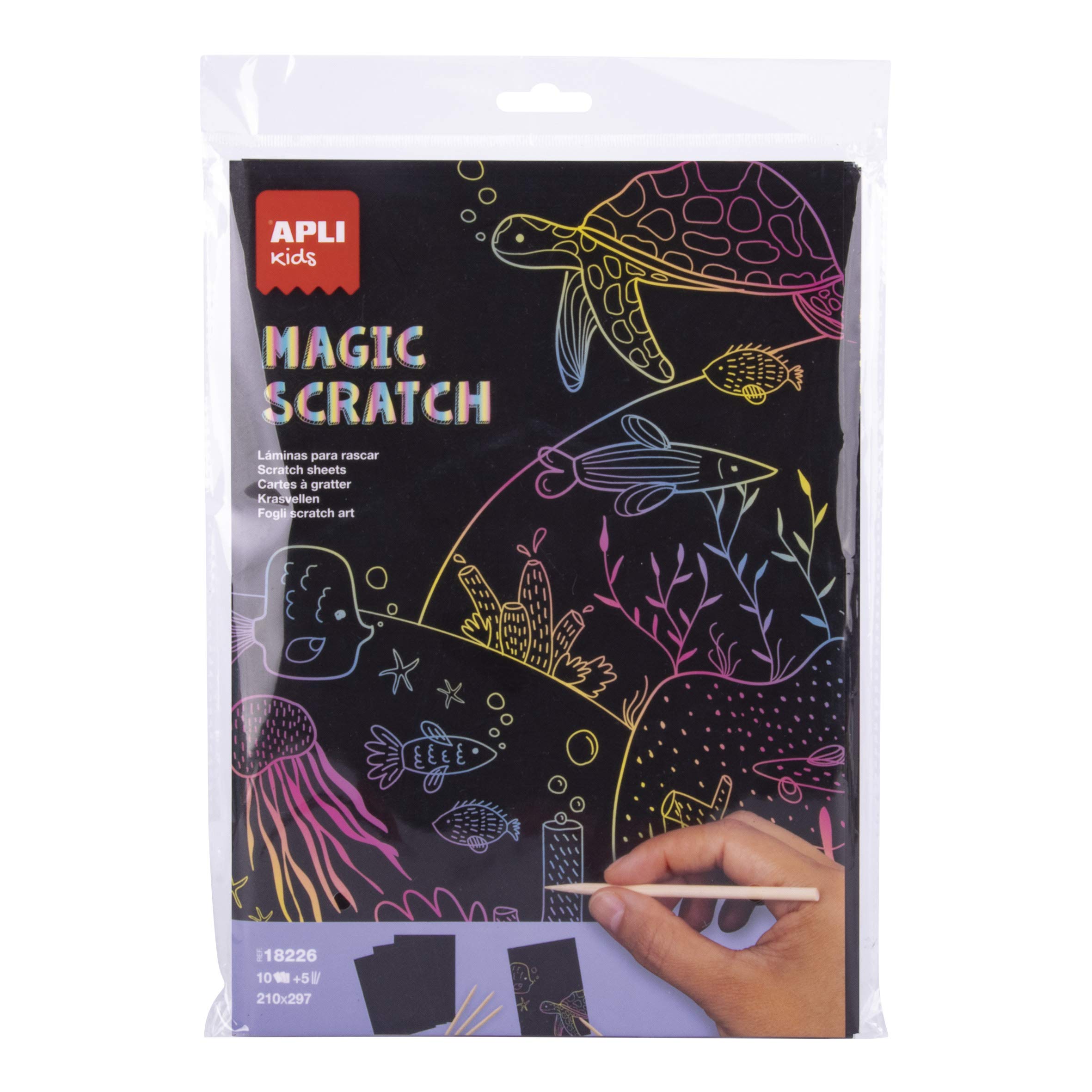 APLI Kids 18226 – Magic Scratch Scraper Sheets 10 Sheets 5 Tools