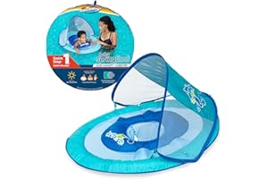SwimWays Baby Spring Float with Adjustable Canopy and UPF Sun Protection, Blue Lobster