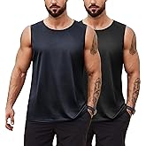 COOFANDY Men Workout Tank Tops Gym Muscle Activewear Sleeveless T Shirts 2 Pack Cut Off Shirts Black/Navy Blue