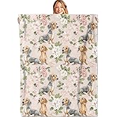 MIEPOS Dachshund and Floral Throw Blanket,50x60in,Soft,Lightweight Flannel,Weiner Dog Lovers,Adorable Puppy Blankets - Gifts for Kids Boys Girls,for Couch Office Travel,Home Living Room Decor
