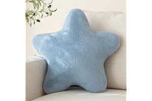 Znhinery Star Pillow, Decorative Throw Pillow with Plush for Couch, Cute Decor Pillows for Bed, Aesthetic Star Shaped Pillow Fun Cushion for Sofa Living Room (Grey Blue, 14.9 Inches)