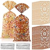 Funrous 100 Pcs Cielito Lindo Candy Bags Mexican Fiesta Gift Bags with Twist Ties Cinco De Mayo Party Favors Barro Candy Sack Talavera Sack for Mexican Wedding Fiesta Party Supplies(Brown Series)