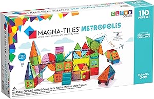 Magna Tiles Metropolis 110Piece Set, The Original, Award-Winning Magnetic Building Tiles for Kids, Creativity & Educational Building Toys for Children, Stem Approved