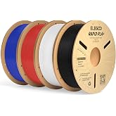 ELEGOO Rapid PLA Plus 3D Printer Filament Bundle Black/White/Red/Blue 4KG | 30-600mm/s High Speed Printing; Smooth Flow; Low Warp; +/-0.02mm Accuracy; for FDM 3D Printers; 4 x 1kg(2.2lb)